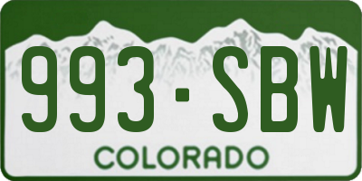 CO license plate 993SBW