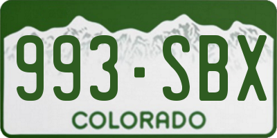 CO license plate 993SBX