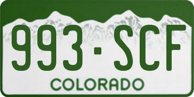 CO license plate 993SCF