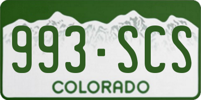 CO license plate 993SCS