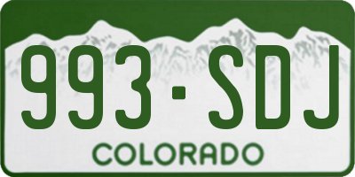 CO license plate 993SDJ