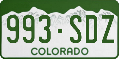 CO license plate 993SDZ