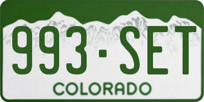CO license plate 993SET