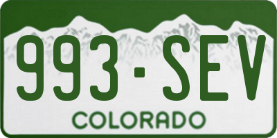 CO license plate 993SEV
