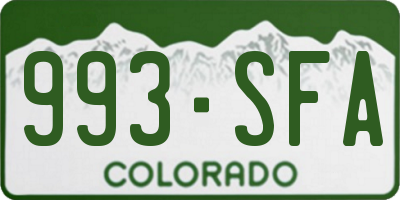 CO license plate 993SFA