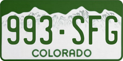 CO license plate 993SFG