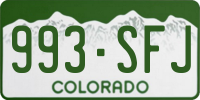 CO license plate 993SFJ