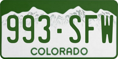 CO license plate 993SFW