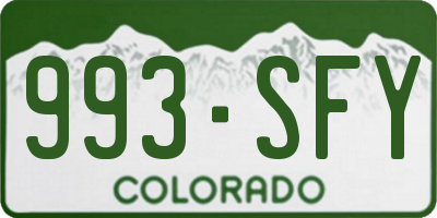 CO license plate 993SFY