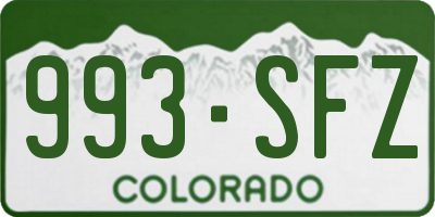 CO license plate 993SFZ