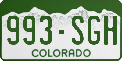 CO license plate 993SGH