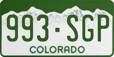 CO license plate 993SGP