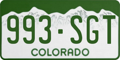 CO license plate 993SGT