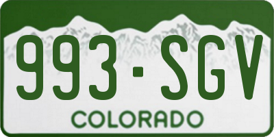 CO license plate 993SGV