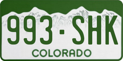CO license plate 993SHK