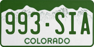 CO license plate 993SIA