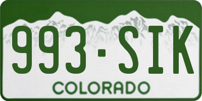CO license plate 993SIK