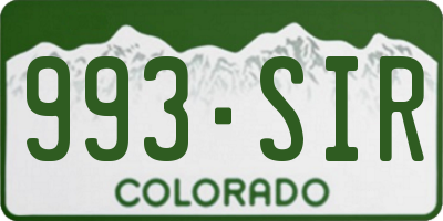 CO license plate 993SIR