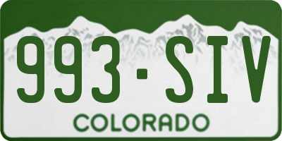 CO license plate 993SIV
