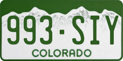 CO license plate 993SIY