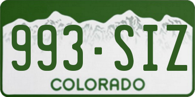 CO license plate 993SIZ