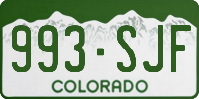 CO license plate 993SJF
