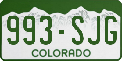 CO license plate 993SJG