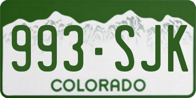 CO license plate 993SJK