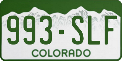 CO license plate 993SLF