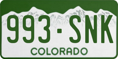 CO license plate 993SNK