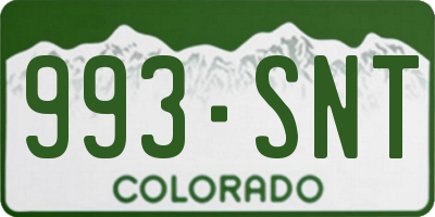 CO license plate 993SNT