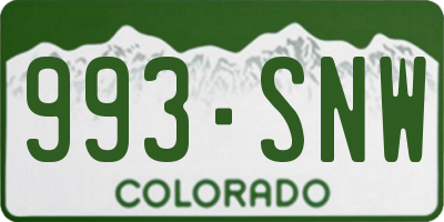 CO license plate 993SNW