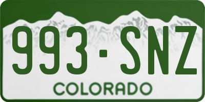 CO license plate 993SNZ