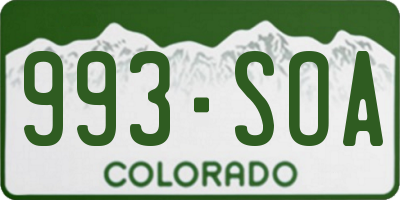CO license plate 993SOA