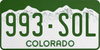 CO license plate 993SOL