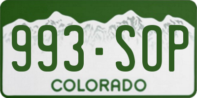 CO license plate 993SOP