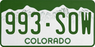CO license plate 993SOW