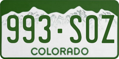CO license plate 993SOZ