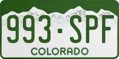 CO license plate 993SPF