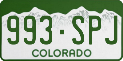CO license plate 993SPJ