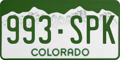 CO license plate 993SPK