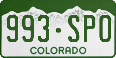 CO license plate 993SPO