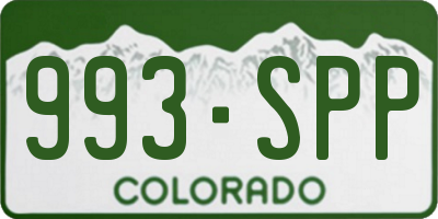 CO license plate 993SPP