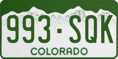 CO license plate 993SQK