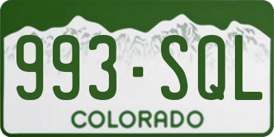 CO license plate 993SQL