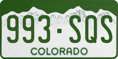 CO license plate 993SQS