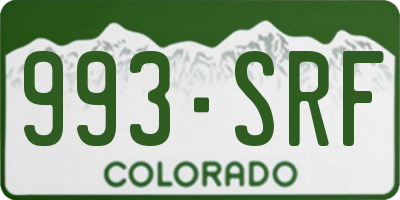 CO license plate 993SRF