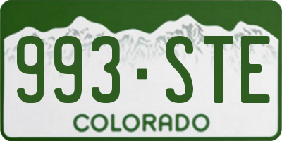 CO license plate 993STE
