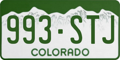 CO license plate 993STJ