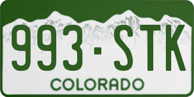 CO license plate 993STK